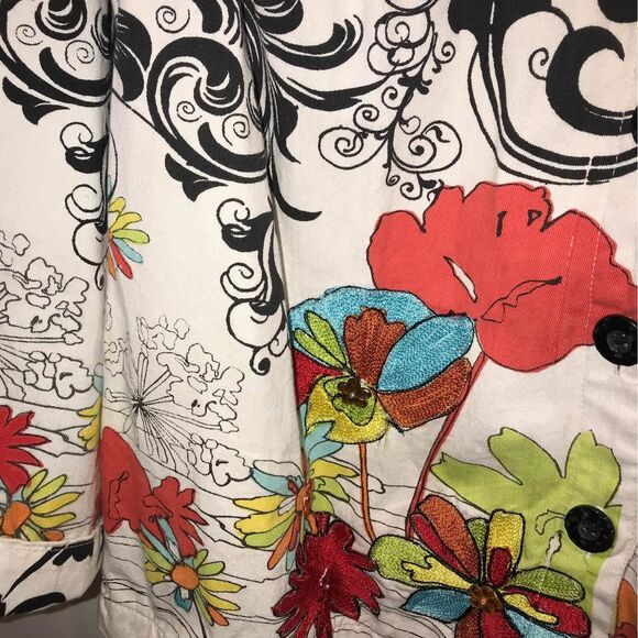 CJ Banks Floral Womens Size 14W X Graffiti Doodle Coloring Book Jacket Blazer - Picture 3 of 10